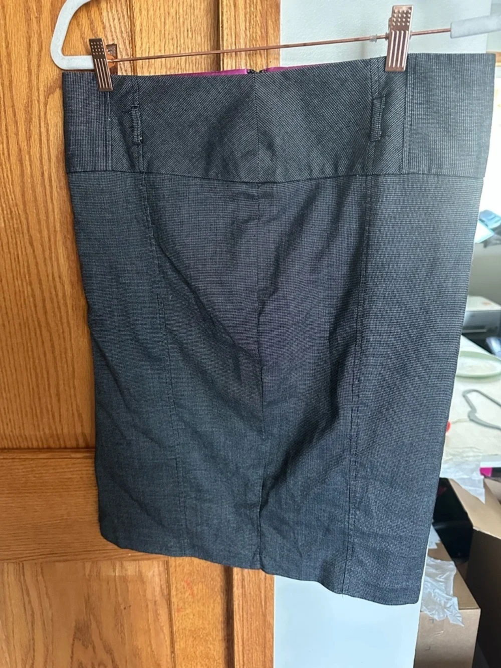 Gray Pencil Skirt Size 11 Textured Stretch Work Office Career Business Casual